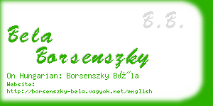 bela borsenszky business card